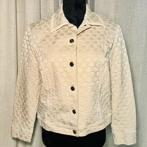 St. John Sport Women's Button Front Jacket & Pants SUIT SET Sz 14 & Medium Beige